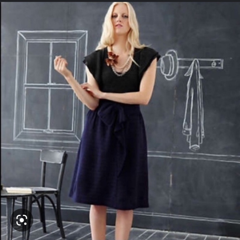 Anthropologie Moth Curtain Call Bow wool Sweater Dress